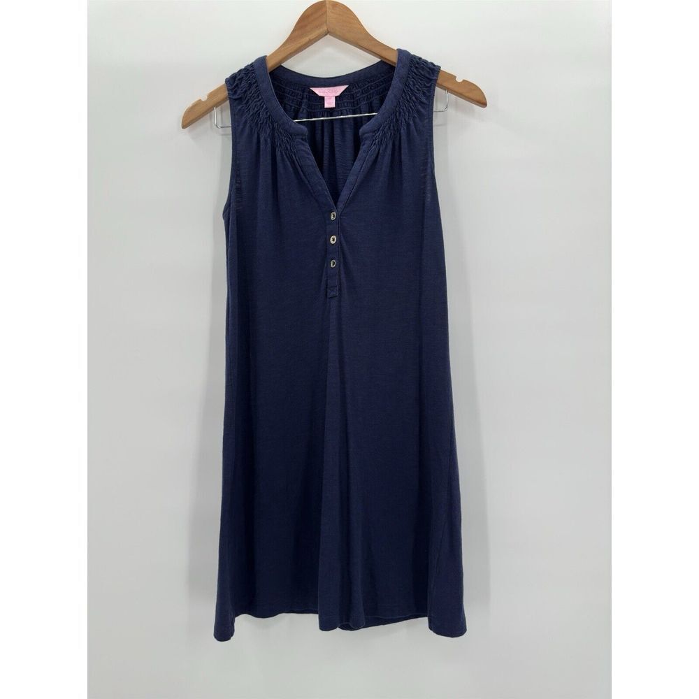 LILLY PULITZER‎ Sleeveless Essie Dress Navy Blue Shift Size XS Style 23597